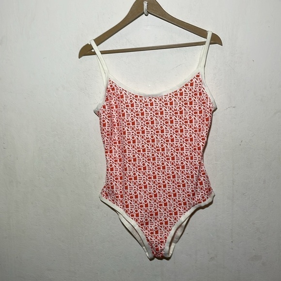 Moncler Orange Logo Scoopback One-Piece Swimsuit Size Medium NWT - Picture 7 of 15